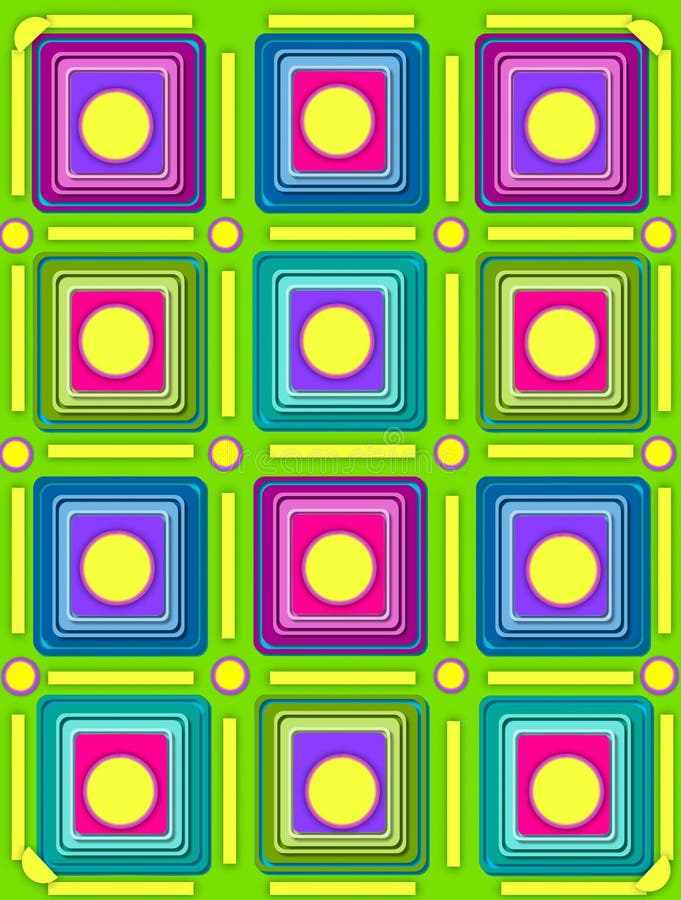 Kvadrerat fodrad och cirklad limefruktgräsplan stock illustrationer
