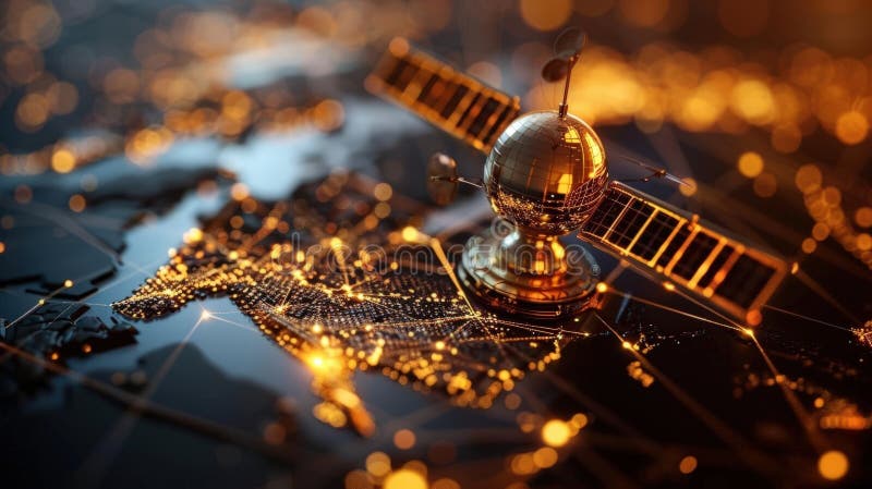 Kvantkryptografisk satellitkommunikation royaltyfri illustrationer