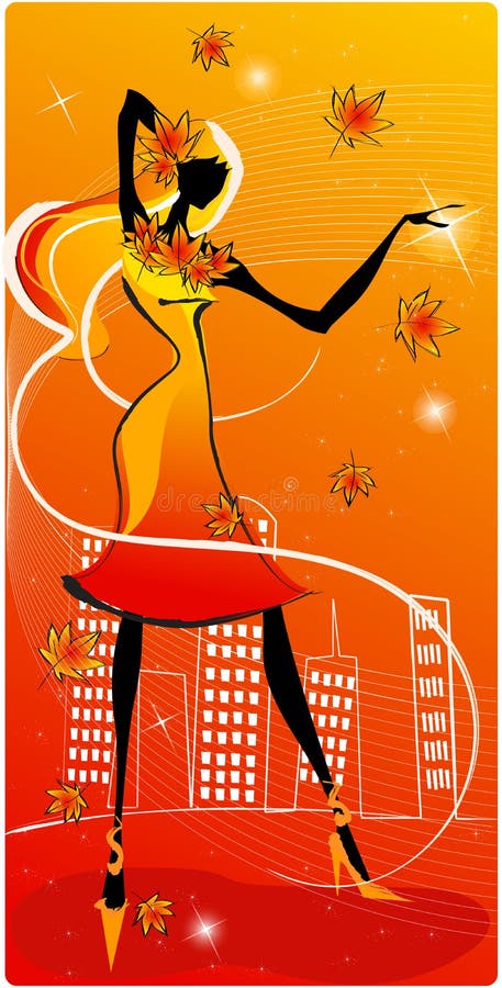 Kvinna för shopping för abstrakt höstbegrepp elegant stock illustrationer