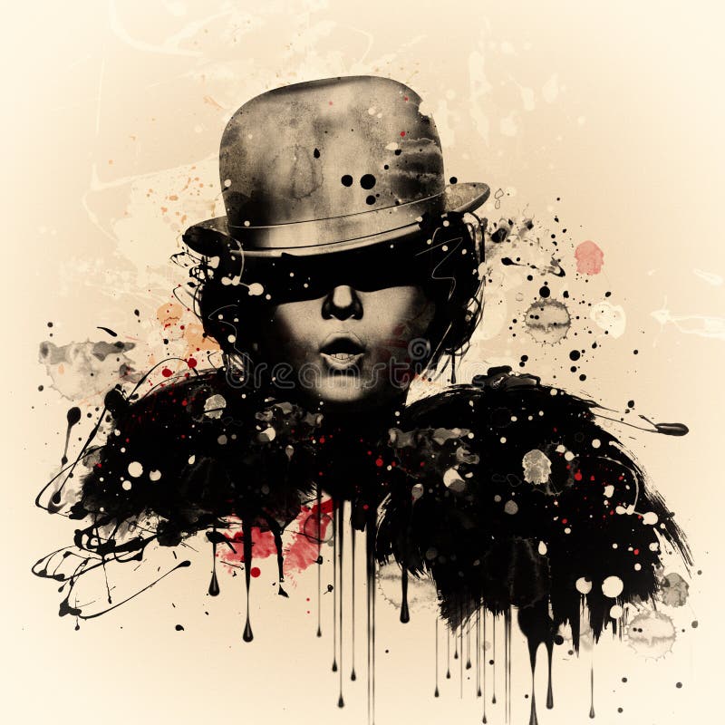 Kvinna i stil av kabareten Vattenfärgillustration, grungemode royaltyfri illustrationer Kvinna i stil av kabareten Vattenfärgillustration, grungemode royaltyfri illustrationer