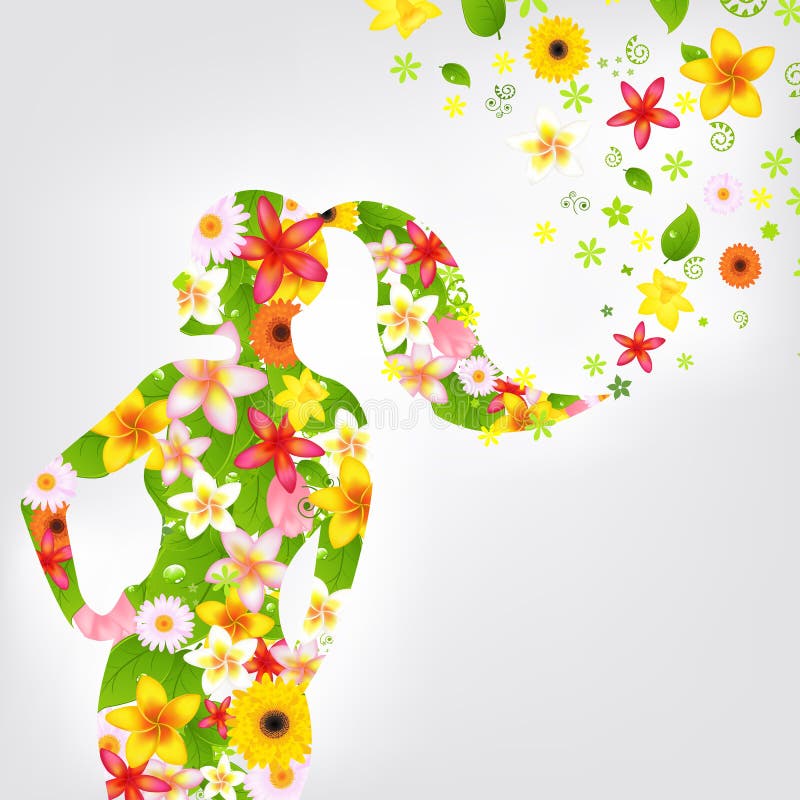 Woman And Flower, Vector Illustration. Woman And Flower, Vector Illustration