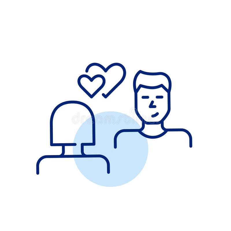 Kvinna och man på en romantisk dejt. kärleksrelationer. pixelperfekt redigerbar linjvektorikon