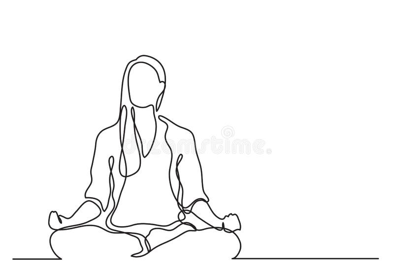 Kvinna som mediterar - fortlöpande linje teckning