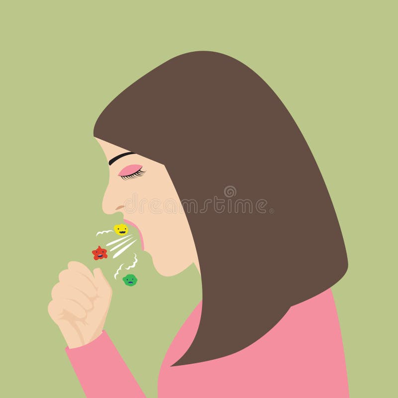 Kvinnahosta nyser fördelande virusinfluensa stock illustrationer Kvinnahosta nyser fördelande virusinfluensa stock illustrationer
