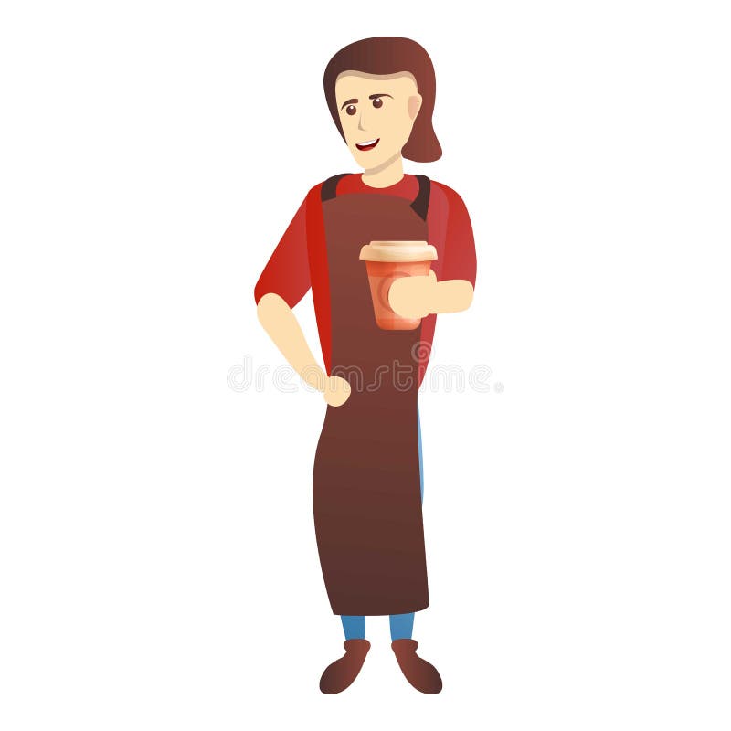 Kvinnakaffebryggaresymbol, tecknad filmstil stock illustrationer Kvinnakaffebryggaresymbol, tecknad filmstil stock illustrationer