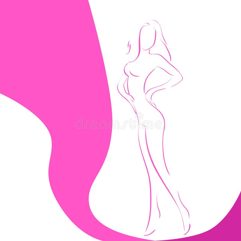 Kvinnalinje rosa bandbröstcancer för kontur stock illustrationer Kvinnalinje rosa bandbröstcancer för kontur stock illustrationer