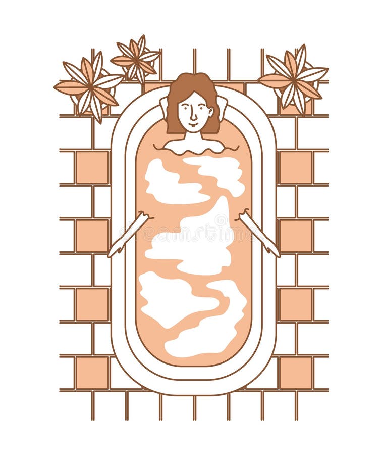 Kvinnan som tar ett bad, badar med houseplants royaltyfri illustrationer Kvinnan som tar ett bad, badar med houseplants royaltyfri illustrationer