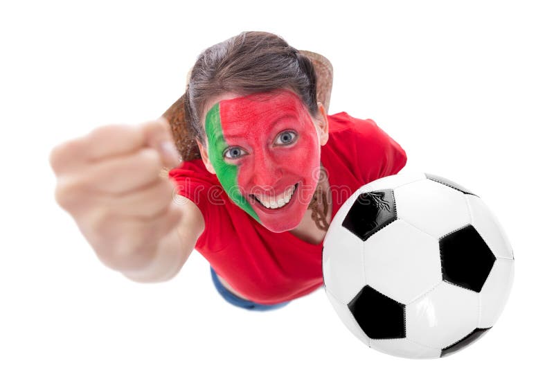 Kvinnlig portugisisk fotbollfan arkivbild Kvinnlig portugisisk fotbollfan arkivbild