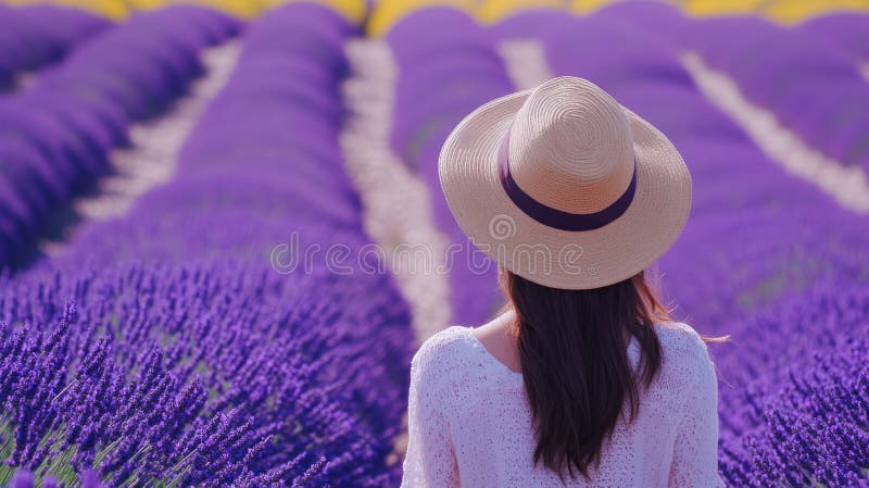 Kvinnor i Lavender Field stock illustrationer