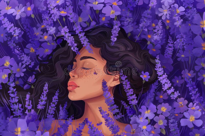 Kvinnor i Lavender Fields stock illustrationer