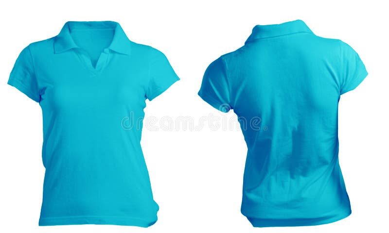 Kvinnors mellanrumsblått Polo Shirt Template arkivbilder Kvinnors mellanrumsblått Polo Shirt Template arkivbilder