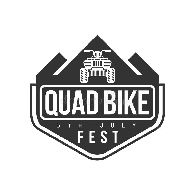 Kwadrata roweru festiwalu etykietki projekta Czarny I Biały szablon Z tekstem Dla Quadricycle wynajem biznesu ilustracji