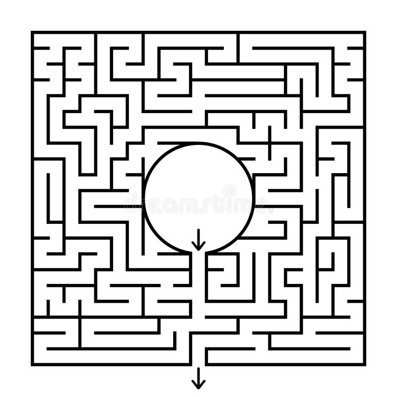 Kwadratowy labirynt z okrągłym środkiem Ilustracja wektorowa wyizolowana na białym tle Z miejscem na obraz ilustracja wektor Kwadratowy labirynt z okrągłym środkiem Ilustracja wektorowa wyizolowana na białym tle Z miejscem na obraz ilustracja wektor