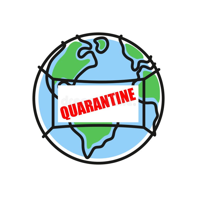 Quarantine on planet earth in a medical protective antimicrobial mask. NCOV-19 Coronavirus pandemic. Quarantine on planet earth in a medical protective antimicrobial mask. NCOV-19 Coronavirus pandemic