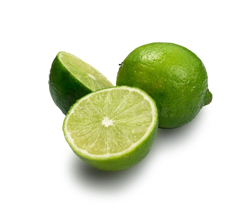 Sour key whole and sliced lime isolated on white background. Little juicy green lemon or fresh organic citrus with clipping path. Sour key whole and sliced lime isolated on white background. Little juicy green lemon or fresh organic citrus with clipping path