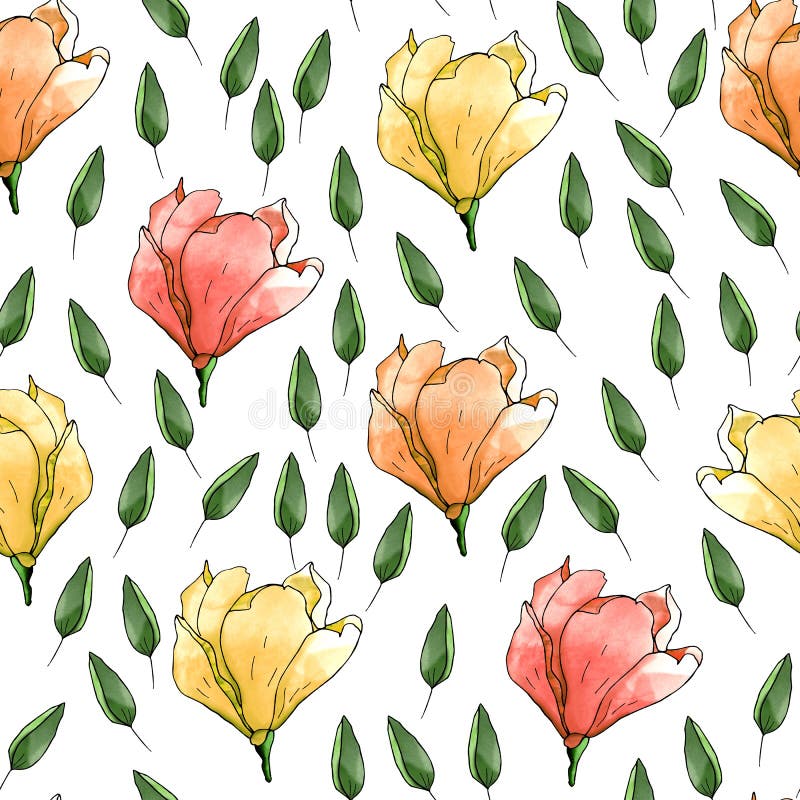 Pattern multicolored magnolia flower seamless for decorating   leaflets  web  souvenirs  design  print  wrapping. Pattern multicolored magnolia flower seamless for decorating   leaflets  web  souvenirs  design  print  wrapping.