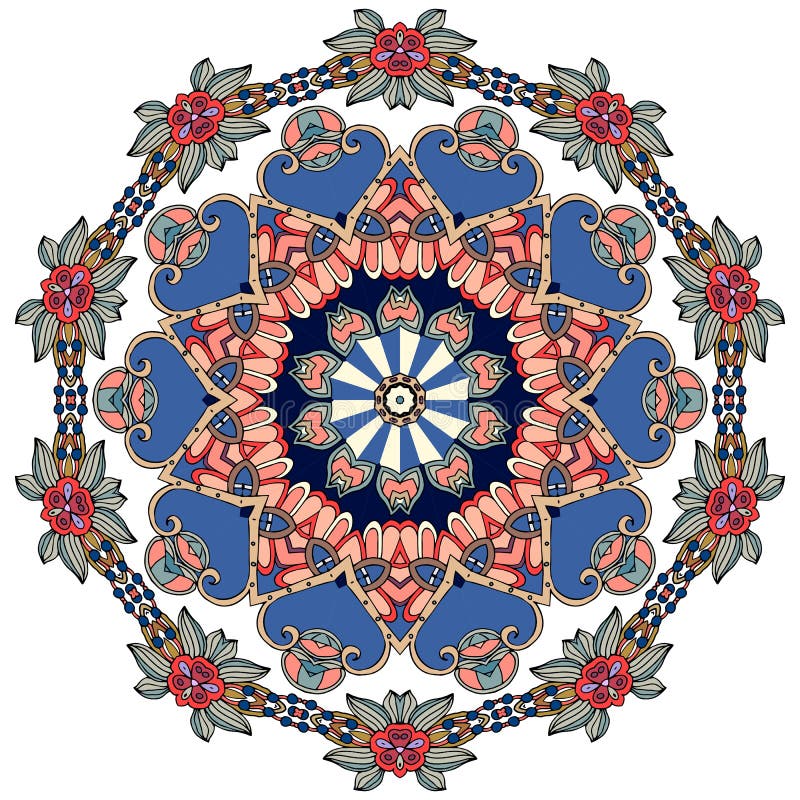 Kwiat - mandala na białym tle Język arabski, hindus, tureccy, chińscy motywy, royalty ilustracja Kwiat - mandala na białym tle Język arabski, hindus, tureccy, chińscy motywy, royalty ilustracja