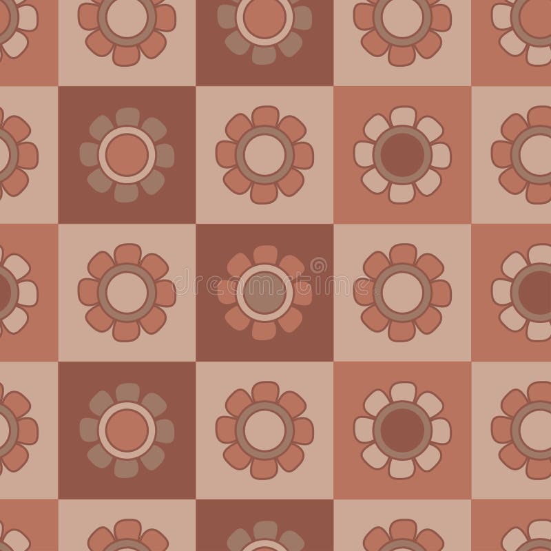 Kwiatowy mocha muza bez szwu. geometryczny brązowy tło z minimalistycznym powtarzalnym kwadratowym wzorkiem z ilustracji