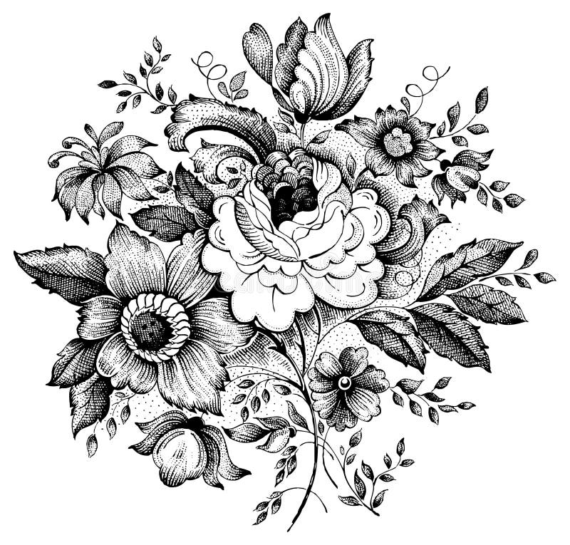 Kwiatu ilustraci wektoru rocznik