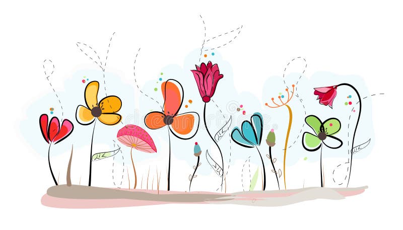 Floral doodle abstract colorful flowers vector. Floral doodle abstract colorful flowers vector