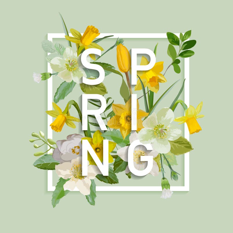 Kwiecistej wiosny Graficzny projekt z narcyzów kwiatami -