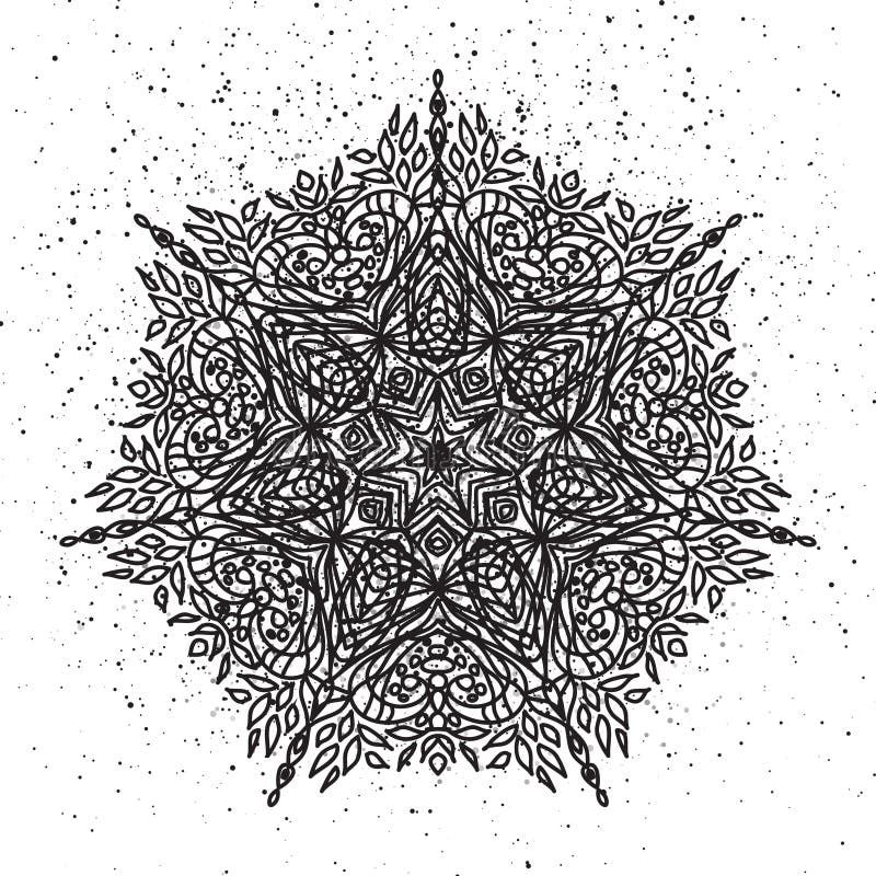 Kwiecisty mandala Czarny i biały etniczny henna ornamentu wzór royalty ilustracja Kwiecisty mandala Czarny i biały etniczny henna ornamentu wzór royalty ilustracja