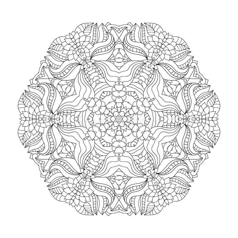 Kwiecisty mandala Wzór dla kolorystyki książki w wektorze royalty ilustracja Kwiecisty mandala Wzór dla kolorystyki książki w wektorze royalty ilustracja