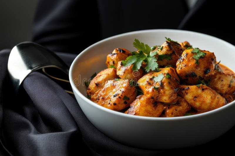 Kycklingkyckling tikka masala i tarl vektor illustrationer
