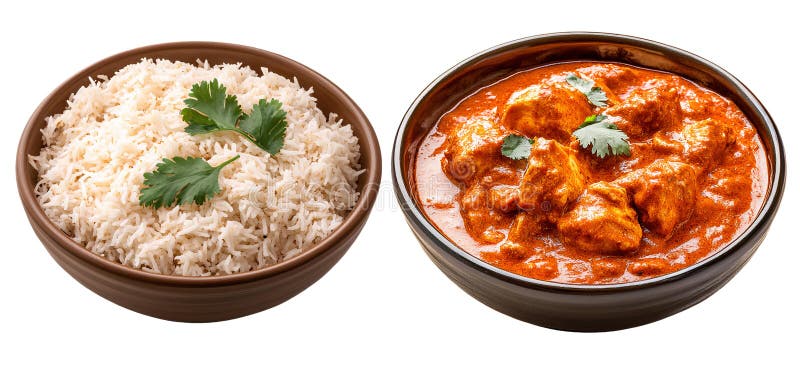 Kycklingtikka masala med risindian cuisine royaltyfri illustrationer