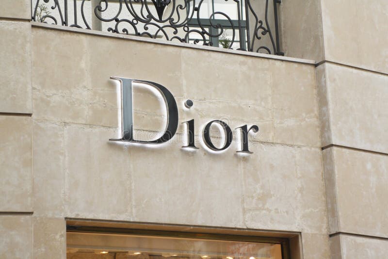 Christian Dior brand logo of company text sign wall of fashion clothing  industry facade of retail shop and store Stock Photo