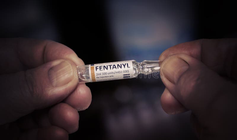 KYIV, UKRAINE-DECEMBER, 2019: Injection of Fentanyl Medical Glass Ampoule.