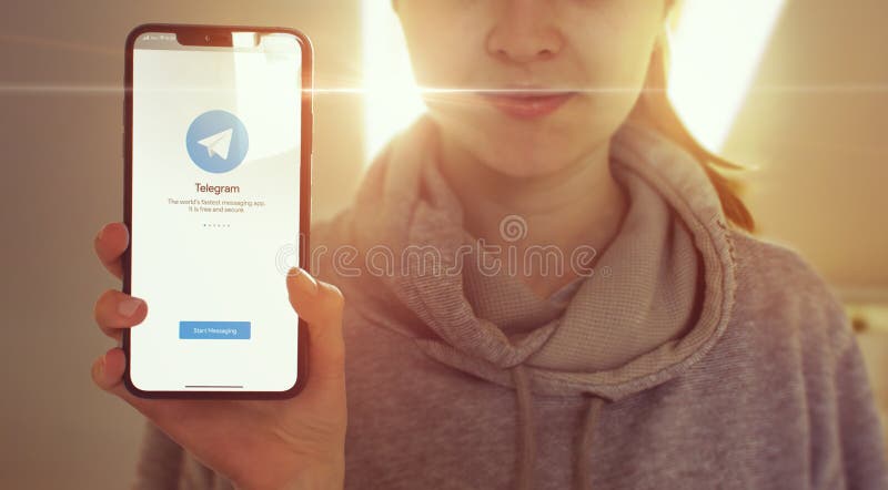 KYIV, UKRAINE-JANUARY, 2020: Telegram on Mobile Phone Screen. Social Media Concept