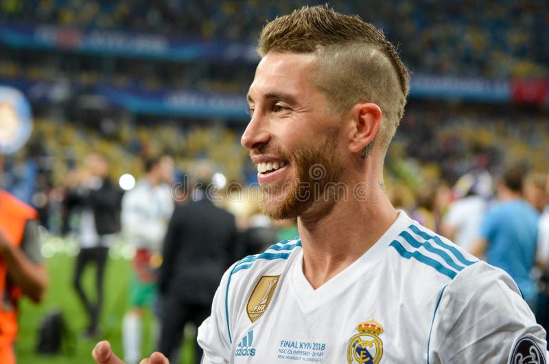 KYIV UKRAINE  MAY 26 2018 Sergio Ramos with Son of Real Madrid  Celebrate the Victory in the Final of the UEFA Champions Editorial  Photography  Image of league competition 119074727