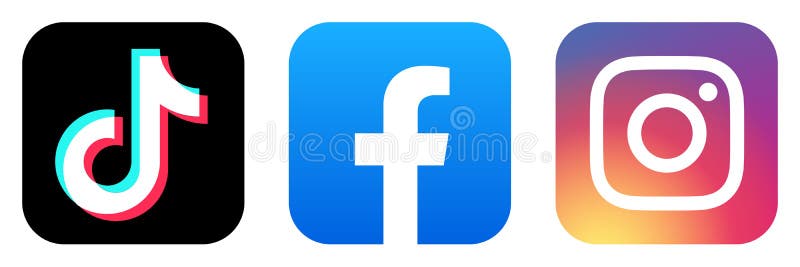 Kyiv, Ukraine - May 20, 2020: Set of Popular Social Media Icons Printed on White Paper: TikTok, Facebook, Instagram. Editorial Stock Image - Illustration of video, social: 183471994