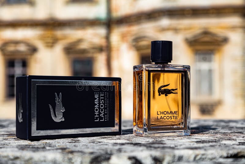 Cologne for Men Lacoste, French Panache Eau De L12.12 with Wood and Citrus Aroma in the and Cosmetics Store on February 20 Editorial Photo - Image of cologne, freshness: 174715886