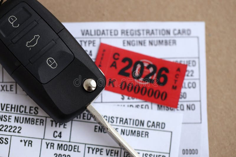 KYIV, UKRAINE - OCTOBER 1, 2025 Validated registration card with remote control car keys royalty free stock image
