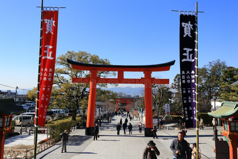 KYOTO, JAPAN - JANUARY 14: A giant torii gate in front of the Ro