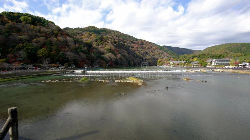 View of Arashiyama and Katsura river from Togetsukyo bridge
