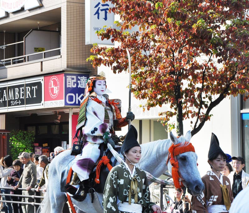 KYOTO - OCT 22: Deelnemers in Jidai Matsuri royalty-vrije stock fotografie KYOTO - OCT 22: Deelnemers in Jidai Matsuri royalty-vrije stock fotografie