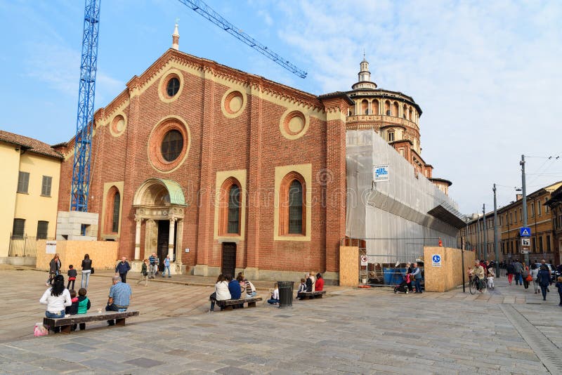 Kyrka av heliga Mary av n?d- eller Chiesa diSanta Maria delle Grazie i Milan italy royaltyfri fotografi Kyrka av heliga Mary av n?d- eller Chiesa diSanta Maria delle Grazie i Milan italy royaltyfri fotografi