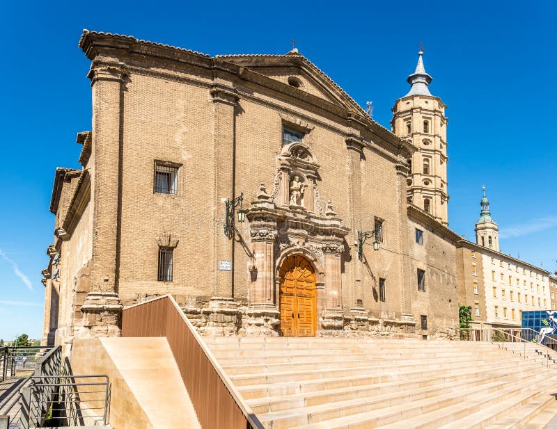 ZARAGOZA,SPAIN - MAY 11,2019 - Church of San Juan Panetes at the Pillar square in Zaragoza. Zaragoza is the capital city of the Zaragoza province and of the autonomous community of Aragon. ZARAGOZA,SPAIN - MAY 11,2019 - Church of San Juan Panetes at the Pillar square in Zaragoza. Zaragoza is the capital city of the Zaragoza province and of the autonomous community of Aragon