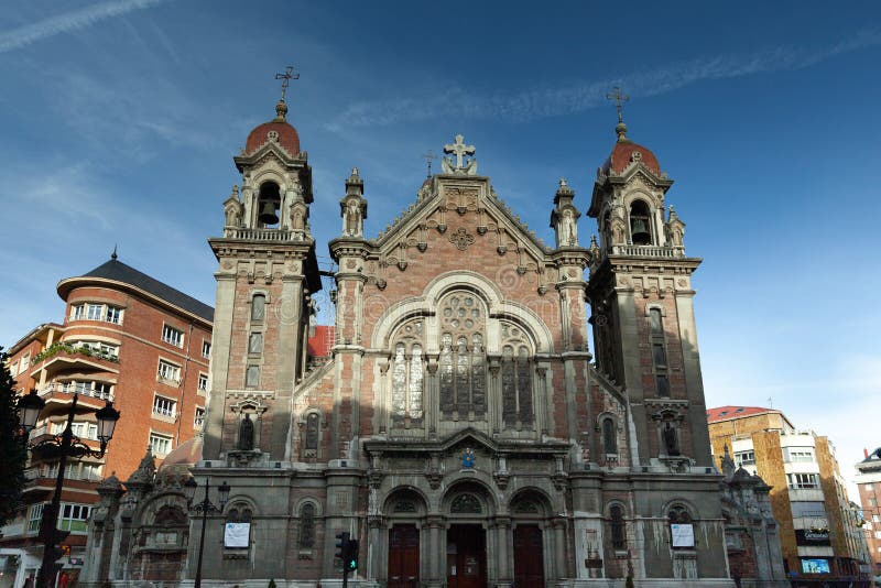 Oviedo, Spain - 11 December 2018: Church San Juan el Real. Oviedo, Spain - 11 December 2018: Church San Juan el Real