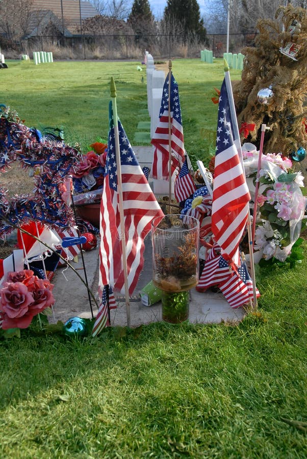 American flags in cemetery for war vets. American flags in cemetery for war vets