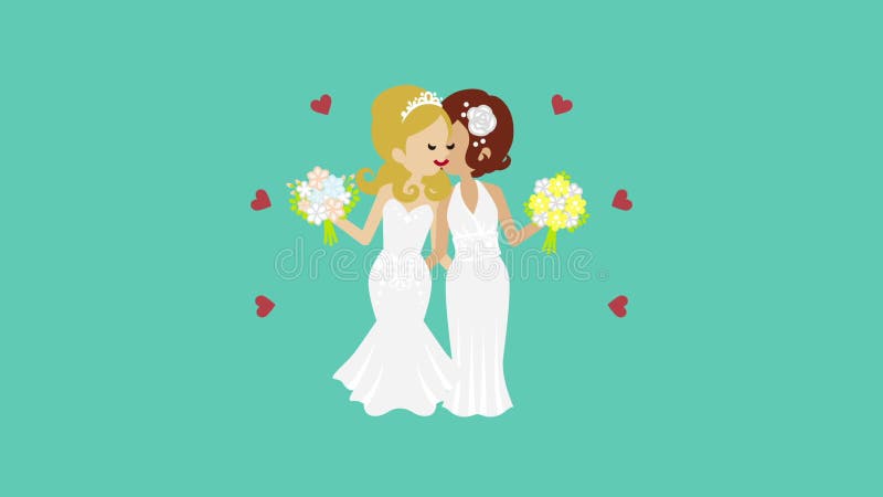 Kyssande lesbiska brölloppar - tillfogad hjärta