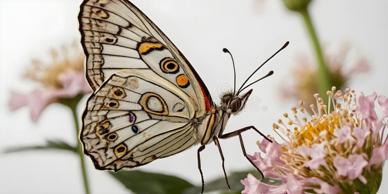 Känslig fjäril på blomma med vit bakgrund vektor illustrationer