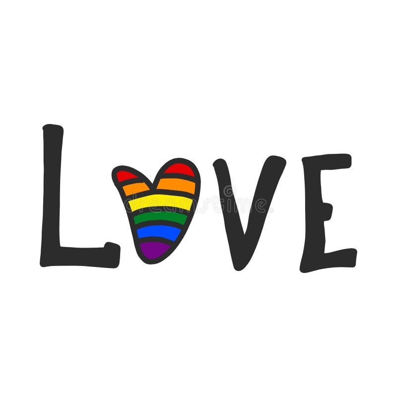 Love vector lettering, rainbow flag inside heart. gay Pride. LGBT concept. Sticker, patch, t-shirt print, logo design. on white background. Love vector lettering, rainbow flag inside heart. gay Pride. LGBT concept. Sticker, patch, t-shirt print, logo design. on white background.