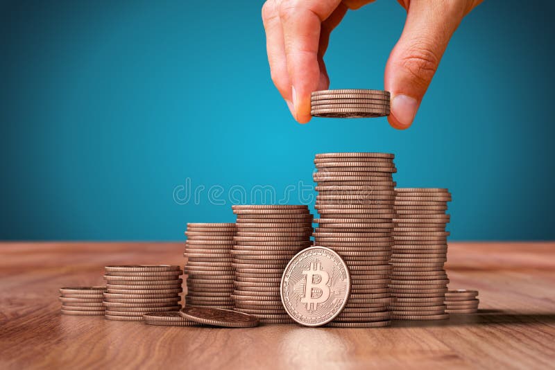 Köp- eller säljkoncept för bitmyntkryptovaluta fotografering för bildbyråer