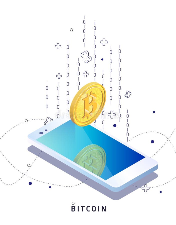 Köpande- och hälericryptocurrency Bitcoin mynt royaltyfri illustrationer