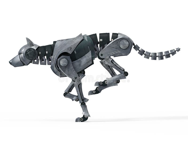 Körande Wolf Robot stock illustrationer Körande Wolf Robot stock illustrationer