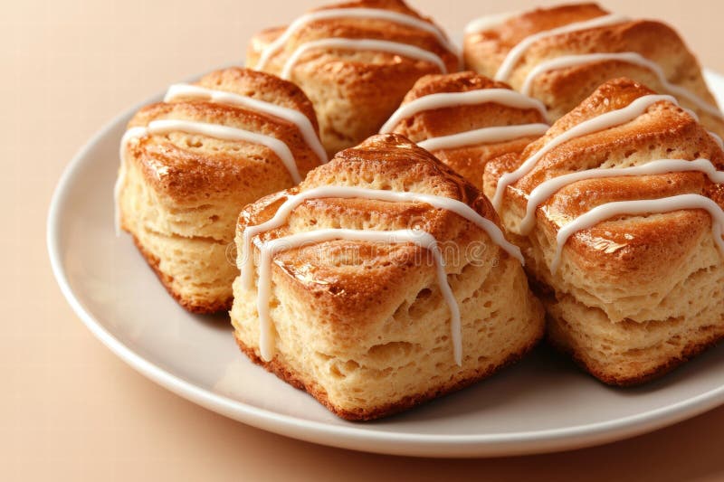 Köstliche Brötchen mit frisch gebackener Zimt mit cremigem Frost vektor abbildung